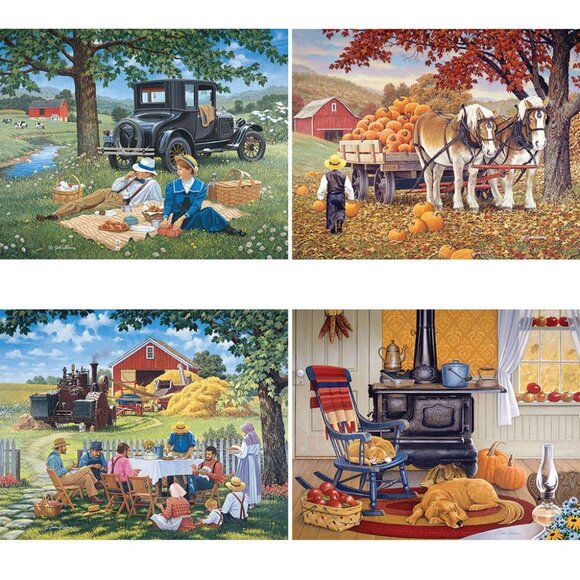 Bits and Pieces - 4-In-1 Multi-Pack 300 Piece Jigsaw Puzzles for Adults, NEW - Picture 2 of 4